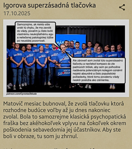 Bláznova superzásadná tlačovka